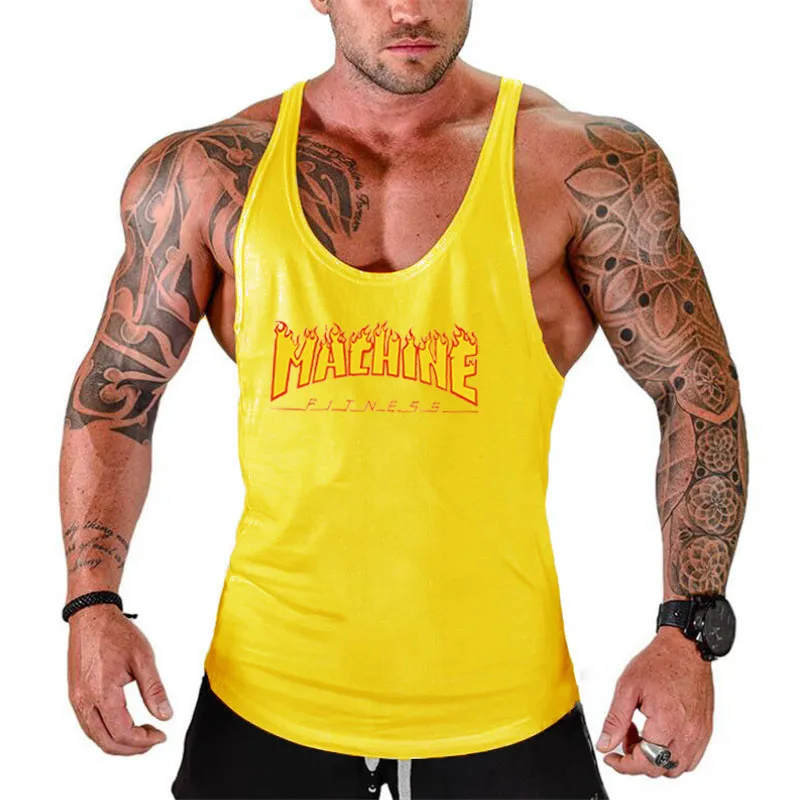 Men Cotton Sleeveless Gym Bodybuilding Casual Muscle Tank Tops Summer Absorb Sweat Breathable Cotton Cool Feeling Y Back T-shirt