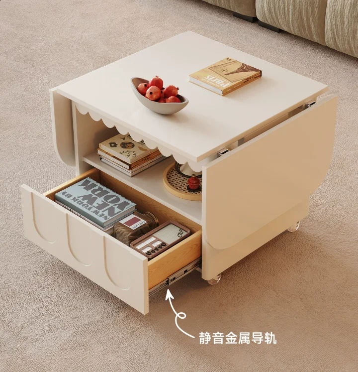xx-Cream-style Foldable Multi-functional Coffee Table, Living Room Home Storage, Rectangular Movable&