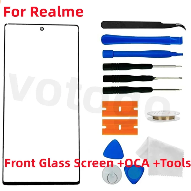 Front Glass Screen + OCA For Realme GT Neo 2 2T 3 3T 5 6 Pro Master Explore GT6 GT5 Outer LCD Display Touch Lens + Replace Kits