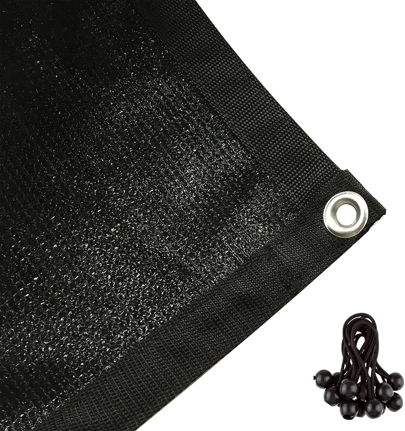 

90% Shade Cloth 6x14ft Hanging-up Sunblock Shade Panel, Black, 12 Bungee Balls