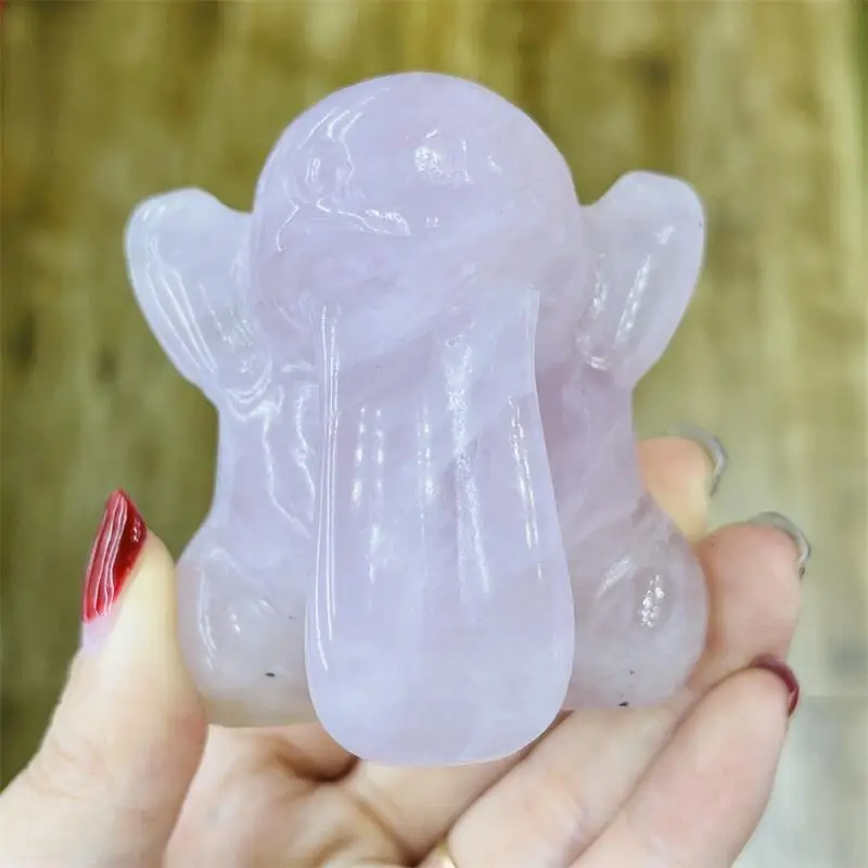 

1 шт., резная статуя из натурального розового кварца