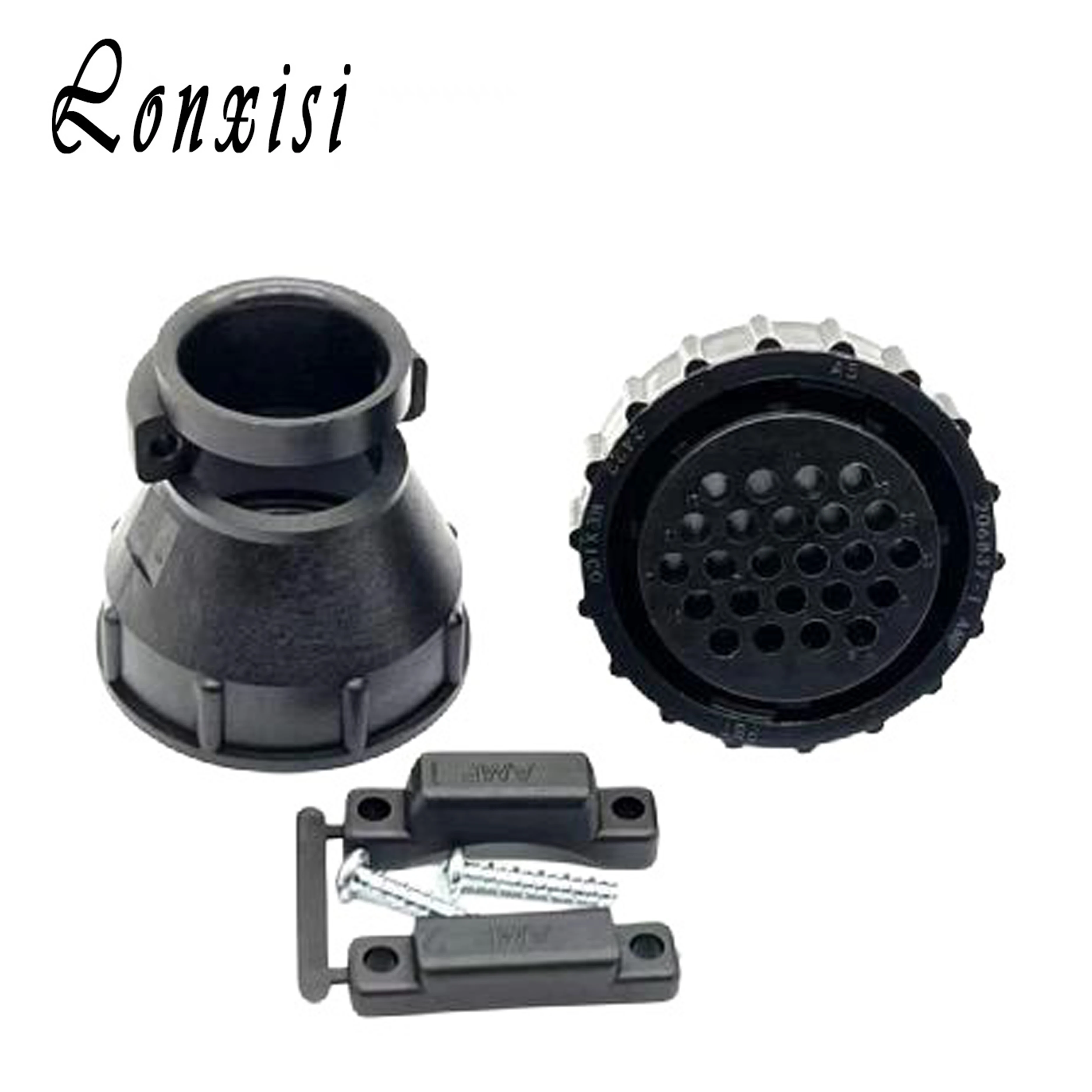 24 Pin TE 206837-1 206838-1 206138-8 Wiring Male Female Plug Black With Flange Connector or Tail Clamp