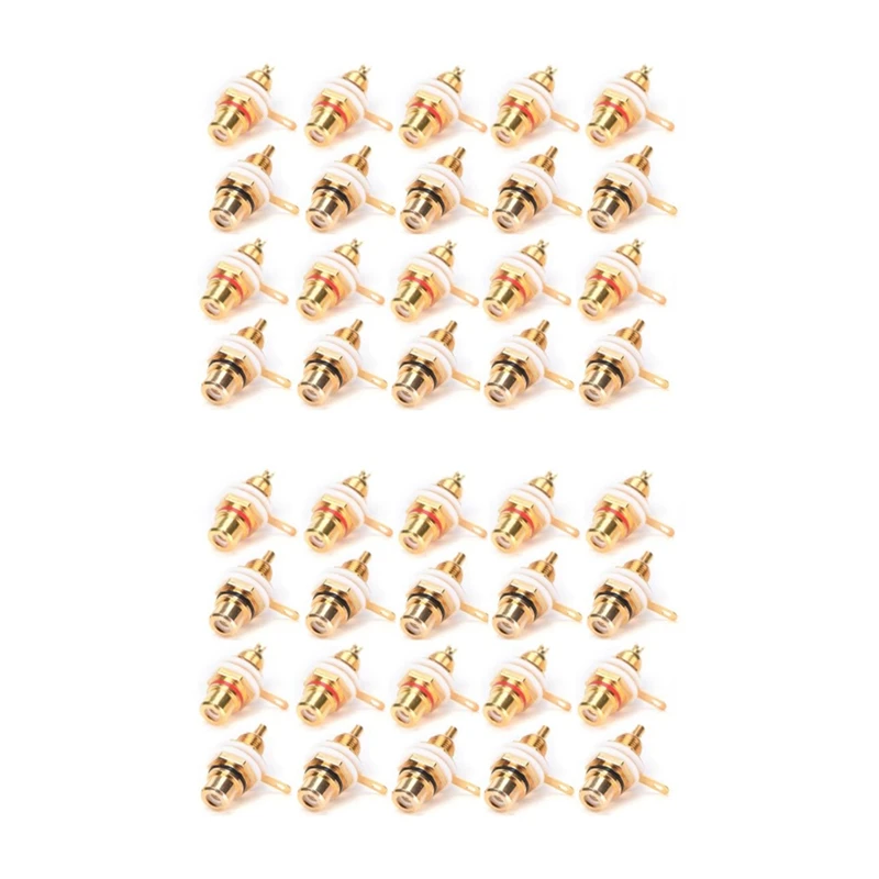 

40Pcs Gold Plated RCA Terminal Jack Plug Female Socket Chassis Panel Connector For Amplifier Speaker