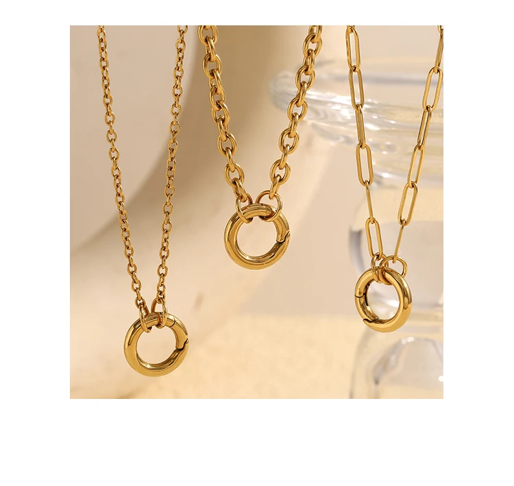 La. Muses Chain Styles Large O-Shaped Spring Buckles DIY Necklaces Stainless Steel Women's Fashion Waterproof Jewelry Gifts