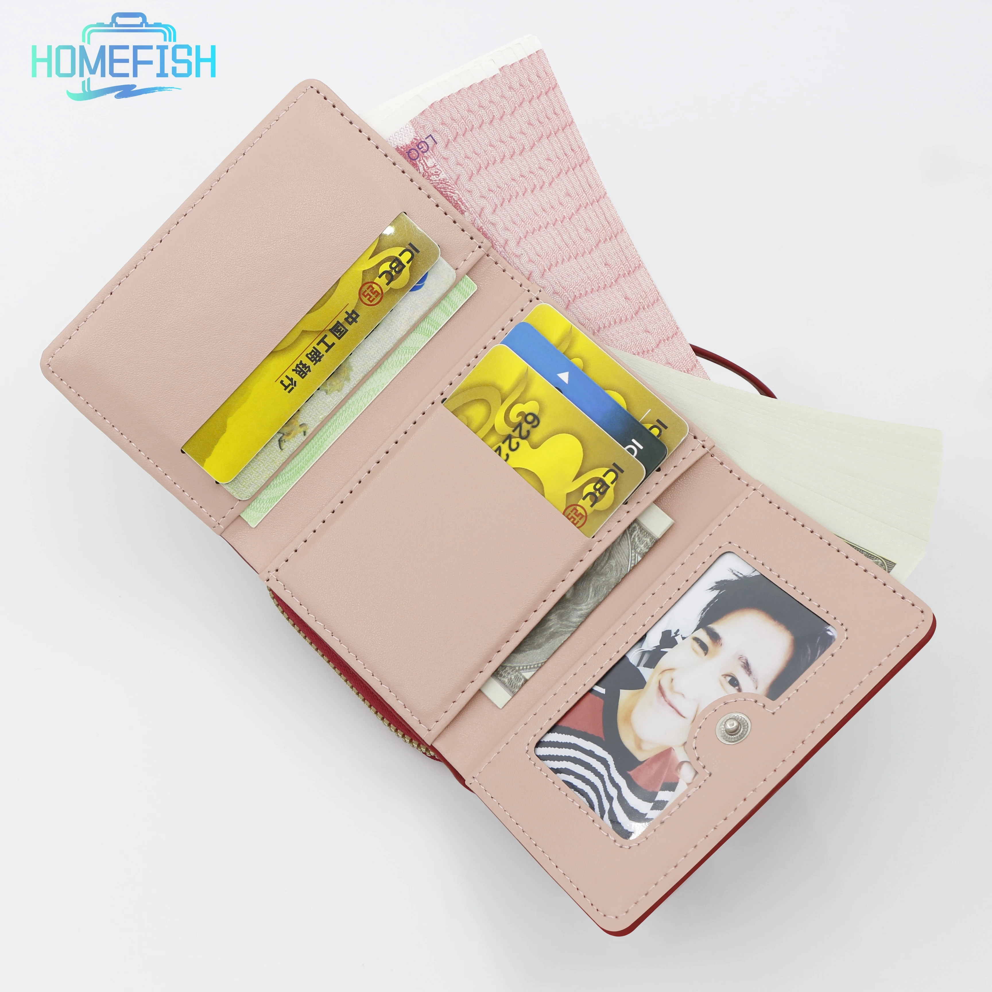 HOMEFISH Women's Short Embroidered Love Zero Wallet Zipper Buckle Large Capacity Card Bag Versatile Fashion Simple image 4