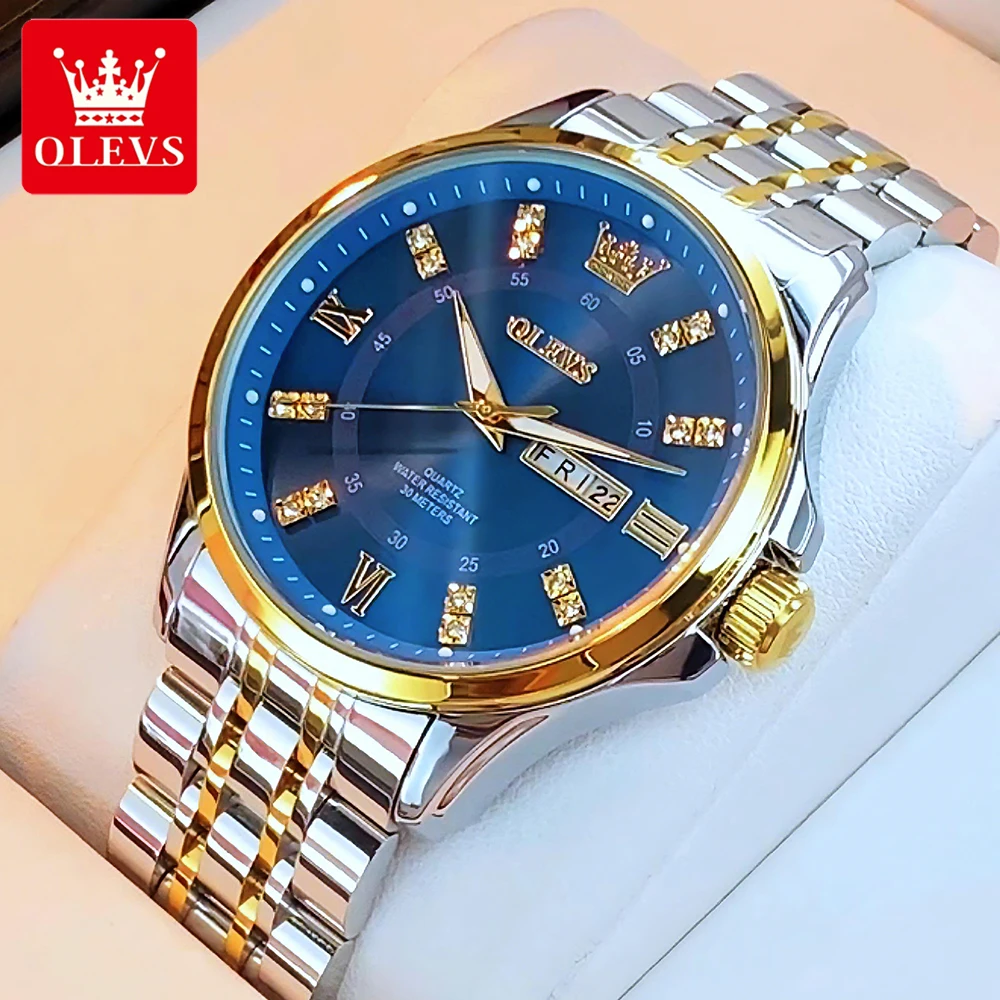 

OLEVS мужские часы лучший бренд тренд модные оригинальные кварцевые наручные часы из нержавеющей стали для мужчин водостойкие светящиеся дата неделя новые