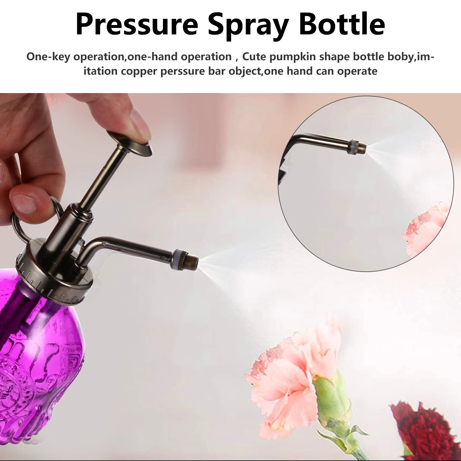 

Embossed Glass Watering Pot Vintage Style Spray Bottle for Home Garden Small Plants Bonsai Succulents Indoor Outdoor Plant