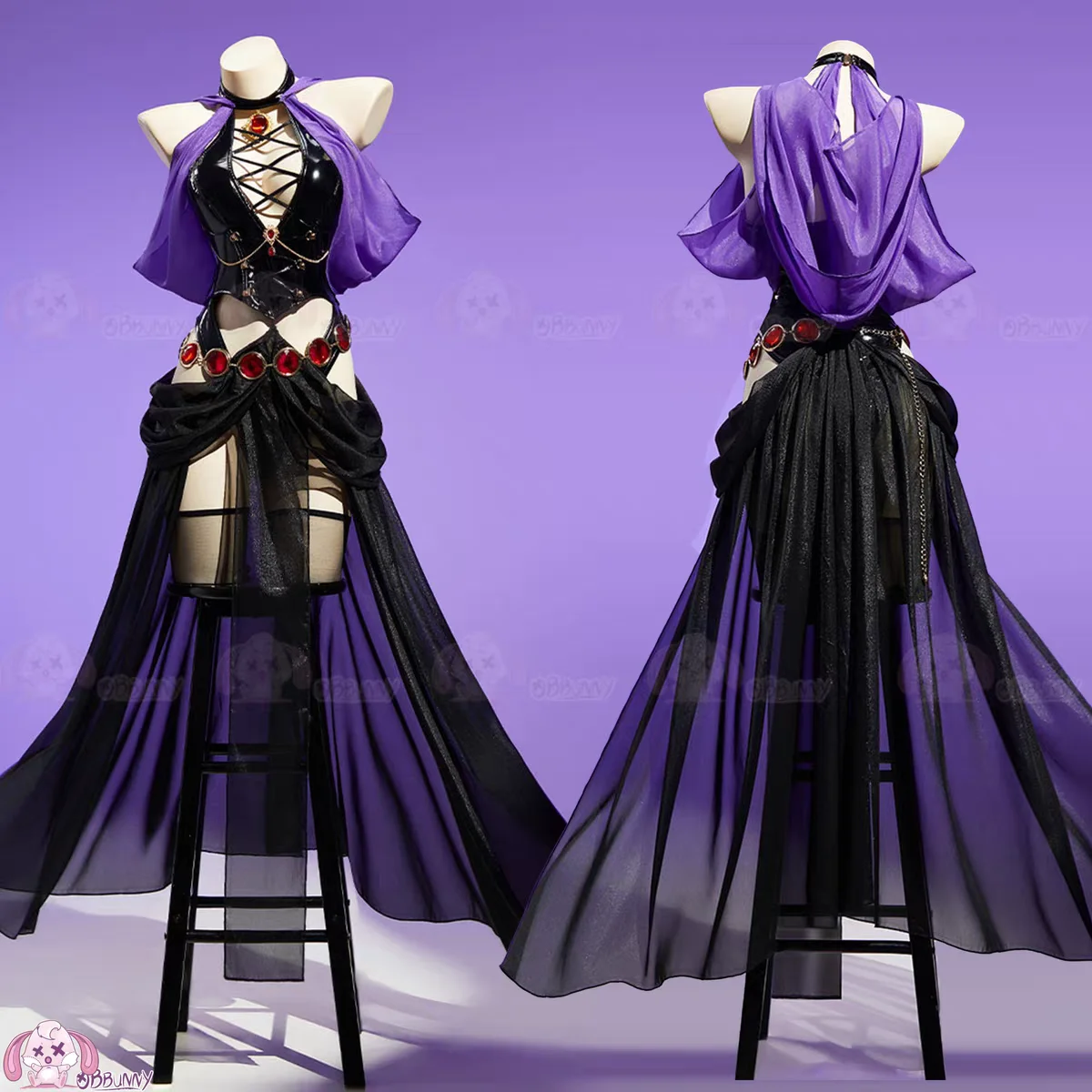 2026年新作ティーンレイブンタイタンズコスプレ衣装同人紫ダンサードレス魔女ナイトバンケット女性用フード付きpuレザーカーニバルスーツ