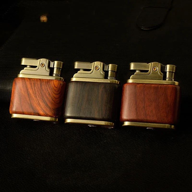 Zorro Pure Copper Kerosene Lighter. Handmade Wood Shell Press Ignition. Old Nostalgic Sandalwood Ebony Lighter Men Smoking Gift