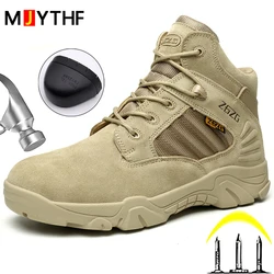 Outdoors Desert Boots Steel Toe Shoes Work Boots Indestructible Shoes Protective Boots Safety Shoes Combat Boots Puncture-Proof