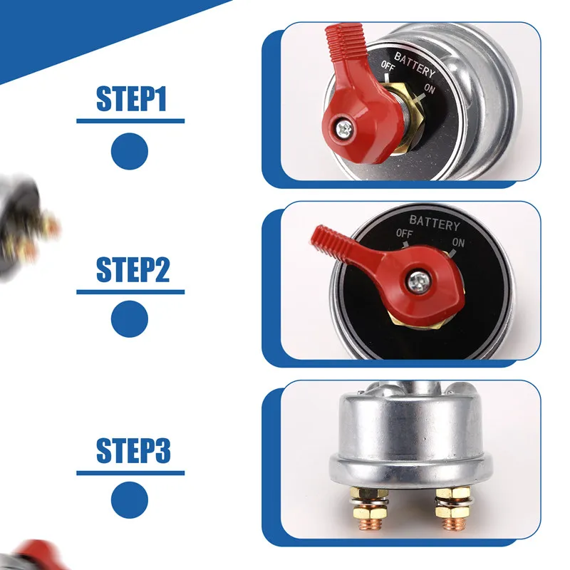 Master Battery Disconnect Switch, 4 AWG 1FT Battery Cable Set, High Current Battery Cutoff For RV, Boat, ATV