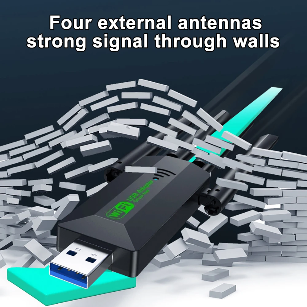 Kebidumei 4 เสาอากาศ 1200Mbps WiFi USB 3.0 อะแดปเตอร์ 2.4G/5 GHZ Dual Band WiFi Dongle การ์ดเครือข่ายไร้สาย 802.11AX สําหรับ Win 10/11