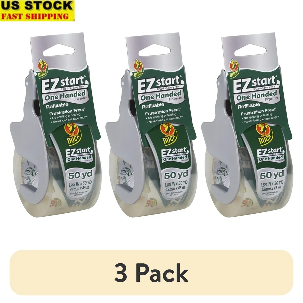 

3 Pack Clear Acrylic Packing Tape 1.88in x 50yd One-Handed Dispenser Frustration-Free Technology Whisper Quiet Unrolls Smoothly