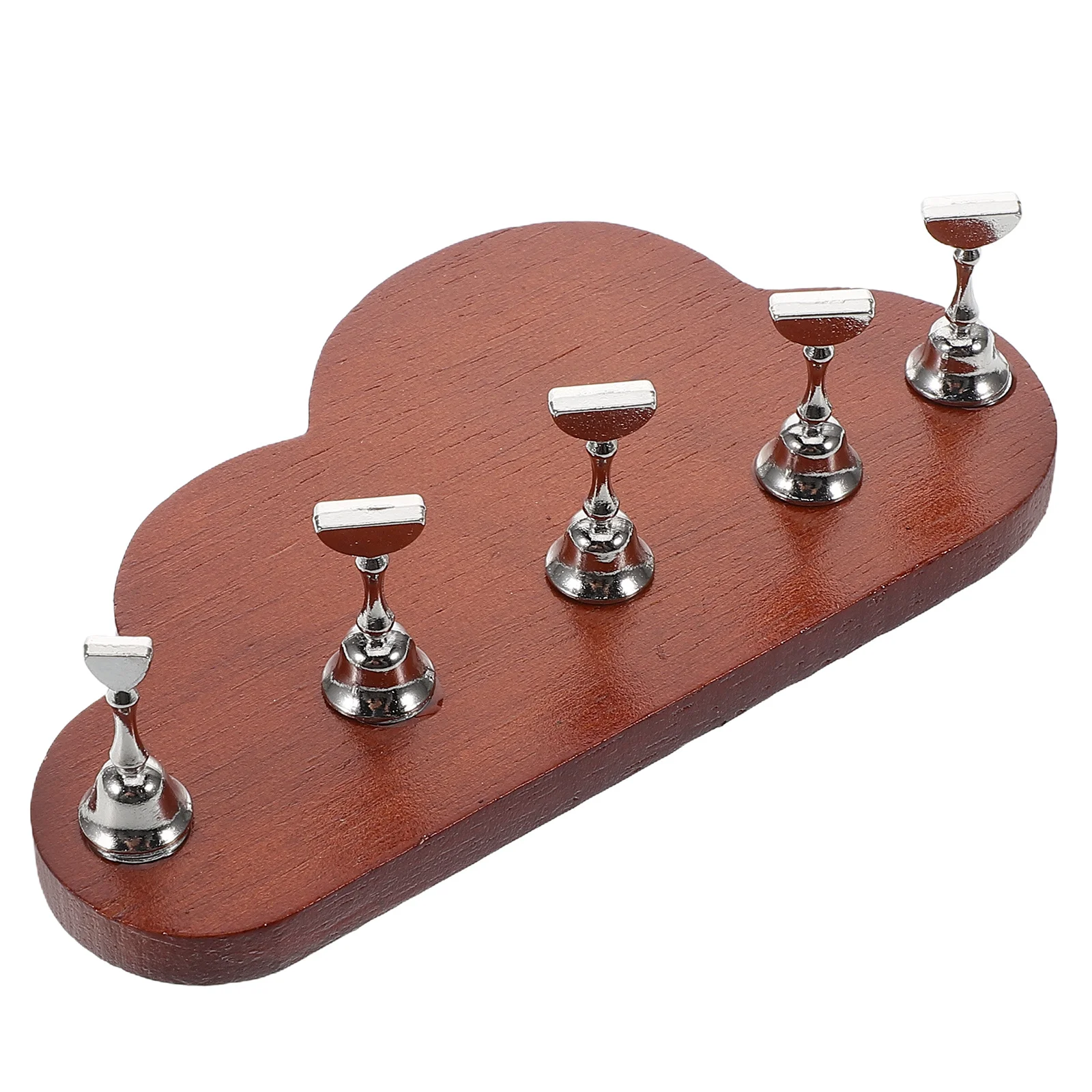 5 قطعة حامل ممارسة الأظافر حامل أكريليك بسيط مع قاعدة خشب الجوز السحابي للضغط على أداة عرض الأظافر #3