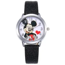 Reloj de cuarzo con dibujos animados de Mickey y Minnie para mujer, cronógrafo de pulsera de lujo para niños y niñas, femenino