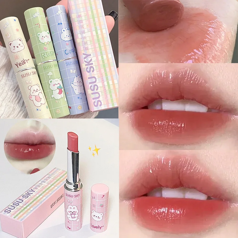 Bálsamo Labial Colorido Heallor, Matiz Hidratante, Batom Duradouro, Impermeável, Transparente, Bastão de Reparação, Maquiagem para Meninas C, 6 Cores