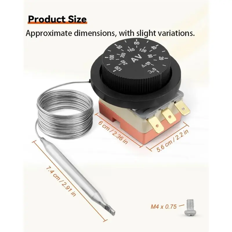 A20F-1Set Adjustable Electric Radiator, Thermostat Controller Switch, Switch 3-Pin Design Temperature Control Probe