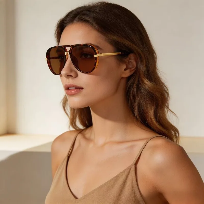 

2026 Ретро, простые зеленые женские модные дизайнерские солнцезащитные очки в большой оправе, подходящие для уличных летних пляжных и путешествий, мужские солнцезащитные очки