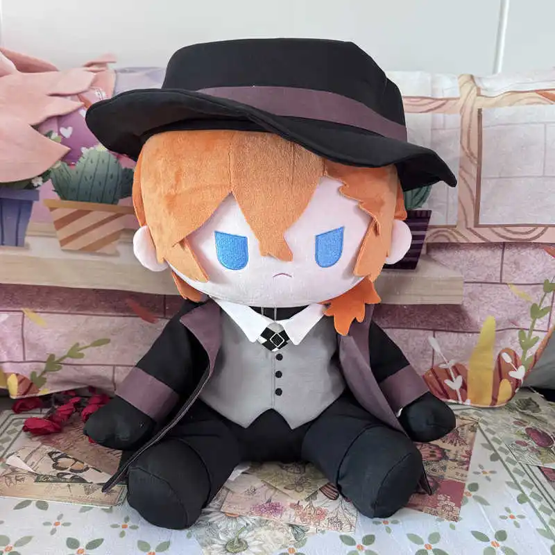40 centimetri Anime Cani Dazai Osamu Nakahara Chuuya Farcito Seduto Peluche Bambola Giocattolo Peluche con Vestiti Carino Burattino Figura Collezione Regali