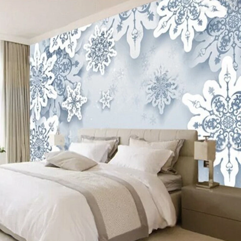 Elegant grand fresh modern and simple snowflake TV luxurious home decoration bedroom sofa background wall paper