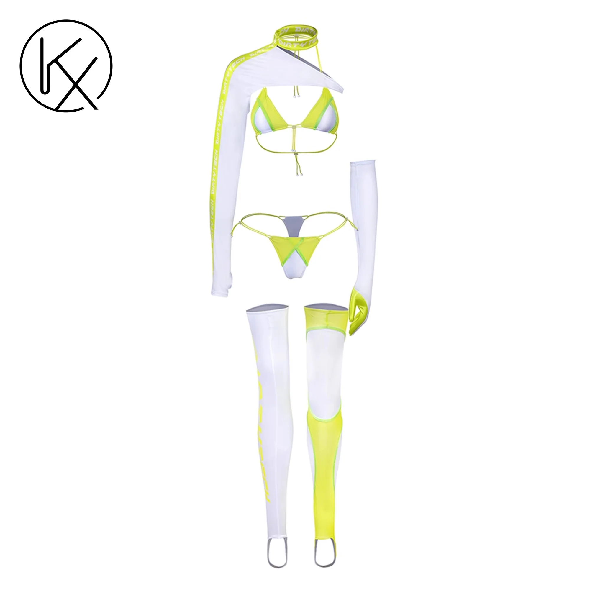 

kaixiggmm Women's sexy color matching swimsuit Oil bright fabric sexy bikini anime Cyber bandage swimsuit