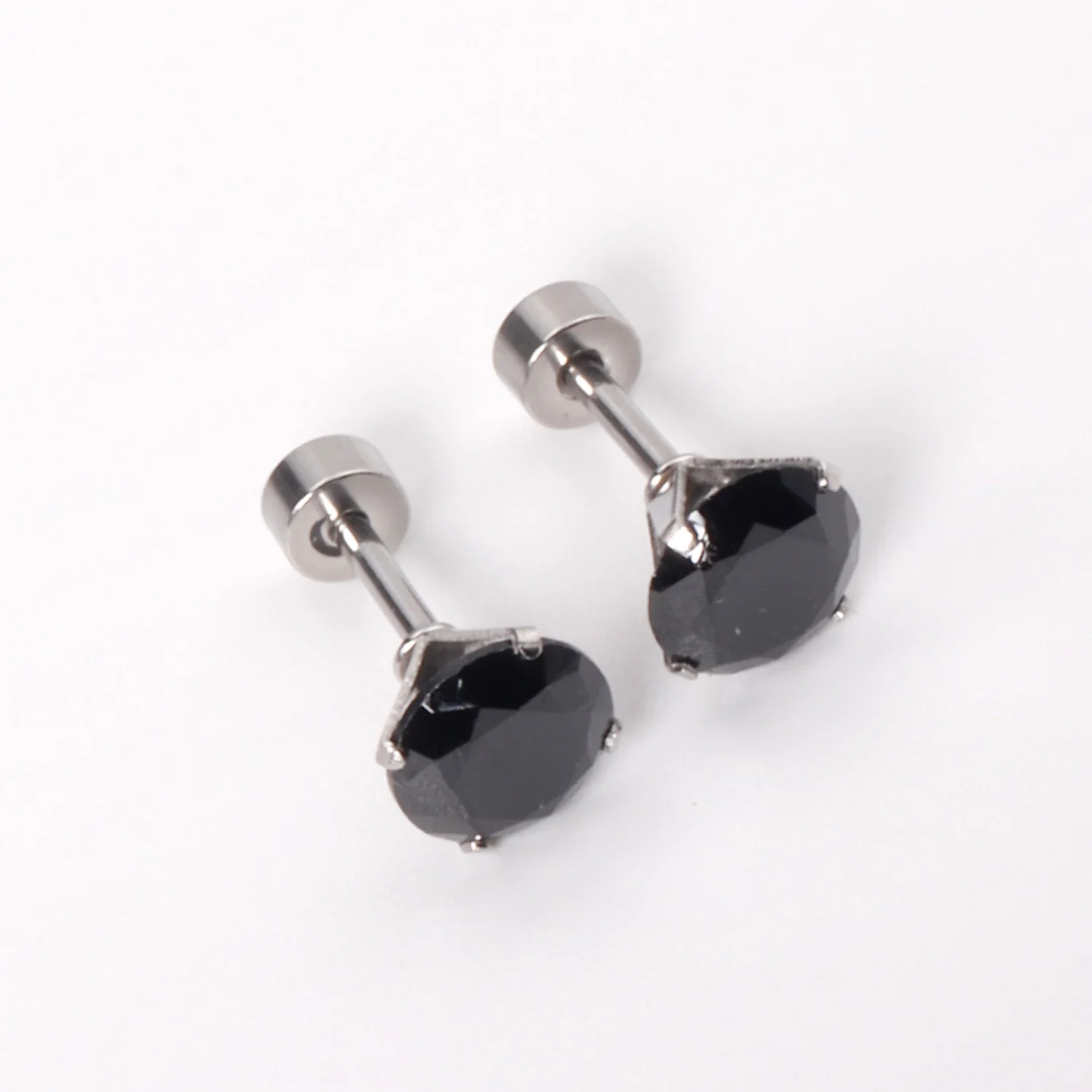 12Pair Cubic Zirconia Stud Earrings Round Crystal Stainless Steel No Fade Simple Screw Earrings Jewelry Gifts Wholesales Vintage
