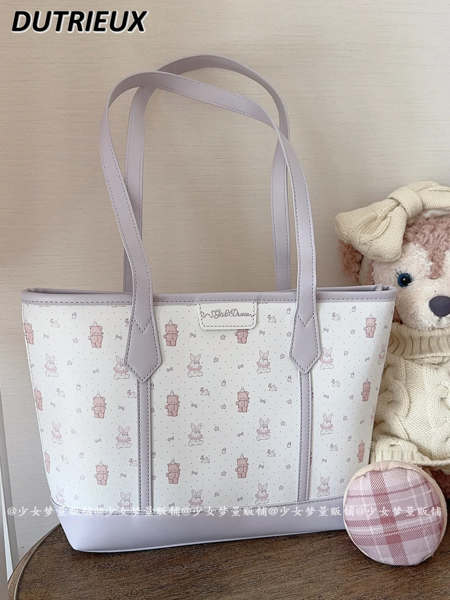 

Sweet Cute Large Capacity Bag Printed Tote Bag Femme Student Wear Book Portable Shoulder Bags for Women 2025 New Fashion
