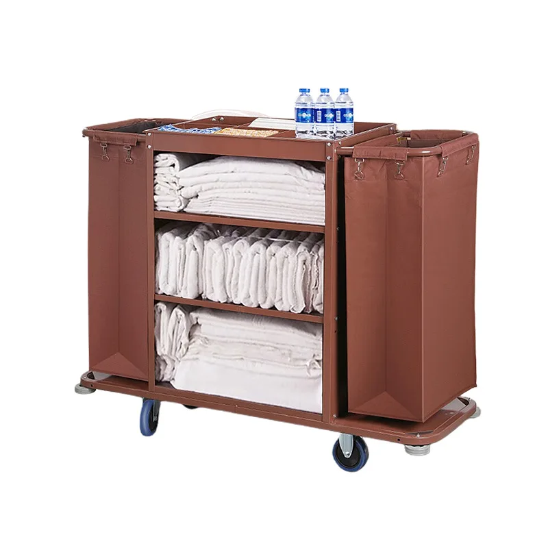 

Hotel room multi-functional hand push linen cart cleaning cart