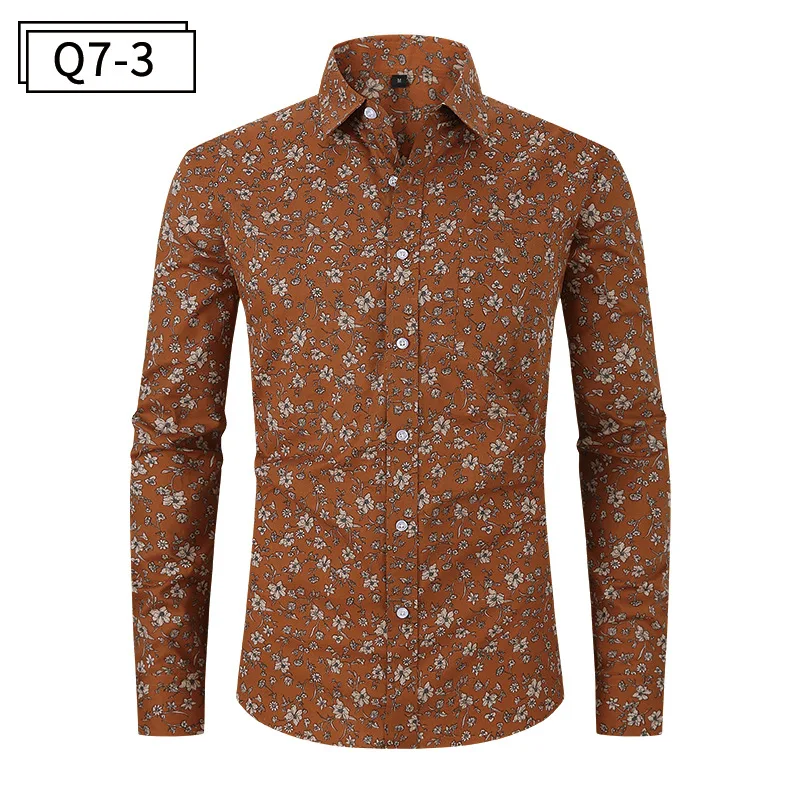 Estampada masculina Polegada Camisa, Montagem Solta, Top Americano, Floral, High-End, Negócios, Verão, X183Size