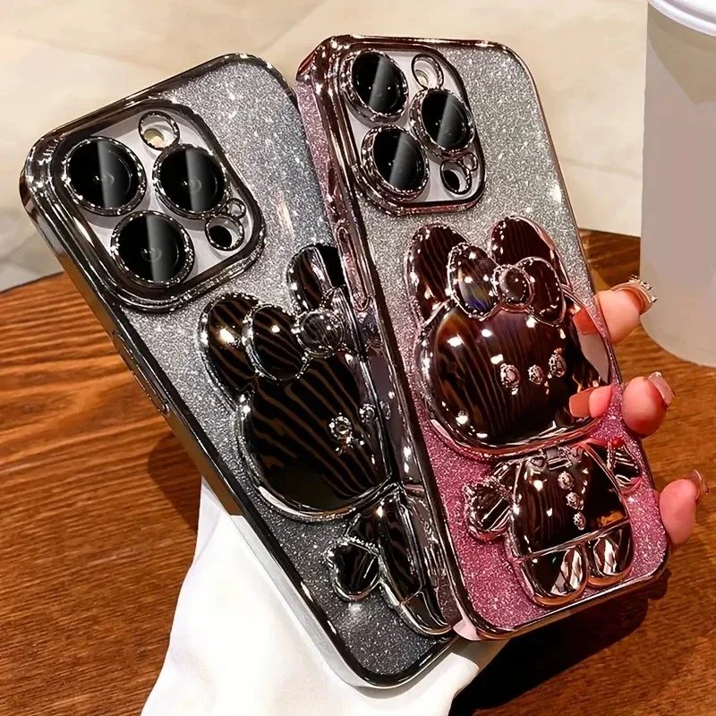 

Роскошный блестящий магнитный чехол-подставка с зыбучим песком для iPhone 15, 11, 12, 13, 14, 16 Pro Max, блестящая прозрачная силиконовая задняя крышка с градиентом