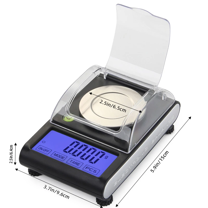 Fodwet-High-Precision Jewelry Scale, 0.001g High-Precision Portable Scale, Multiple Measurement Unit Conversion, Calibration Function, Comes with Calibration Weights, Weight: 50G/0.001G