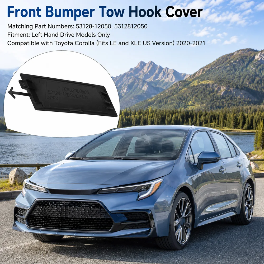 Front Bumper Tow Towing Eye Hook Cover Cap for Toyota Corolla LE XLE 2020-2021 US Version 53128-12050 5312812050
