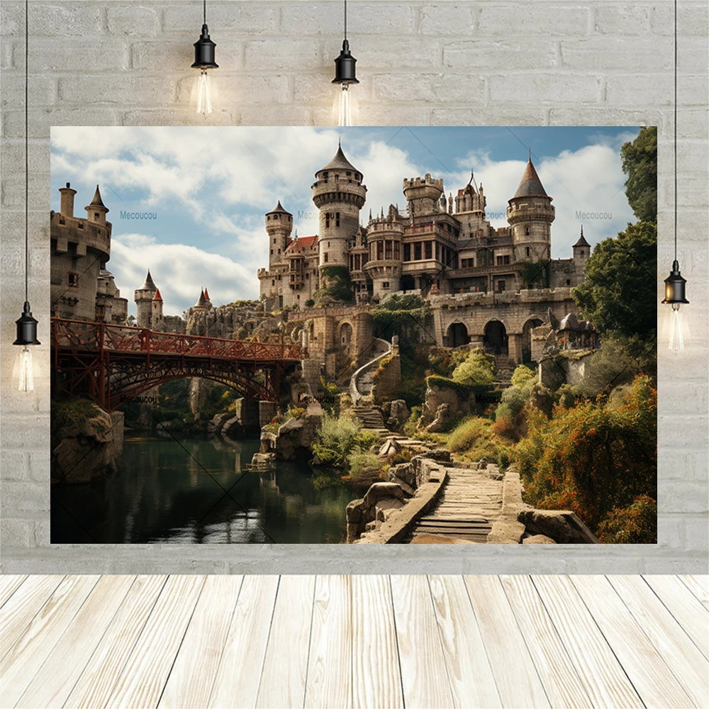 Retro Dreamy Castle Backdrops For Photography Country Town Baby Birthday Portrait Photographic Background Photo Studio Photocall