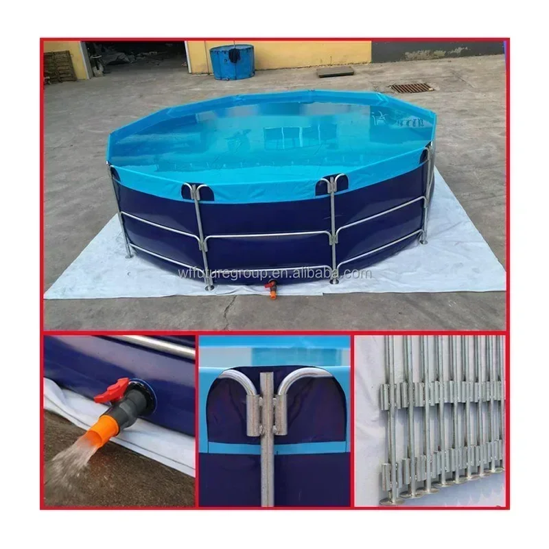 Fish Farm Tilapia Pond Fish Breeding Pool Tank Above Ground Tarpaulin Farming Cage Basin For Fish Farming