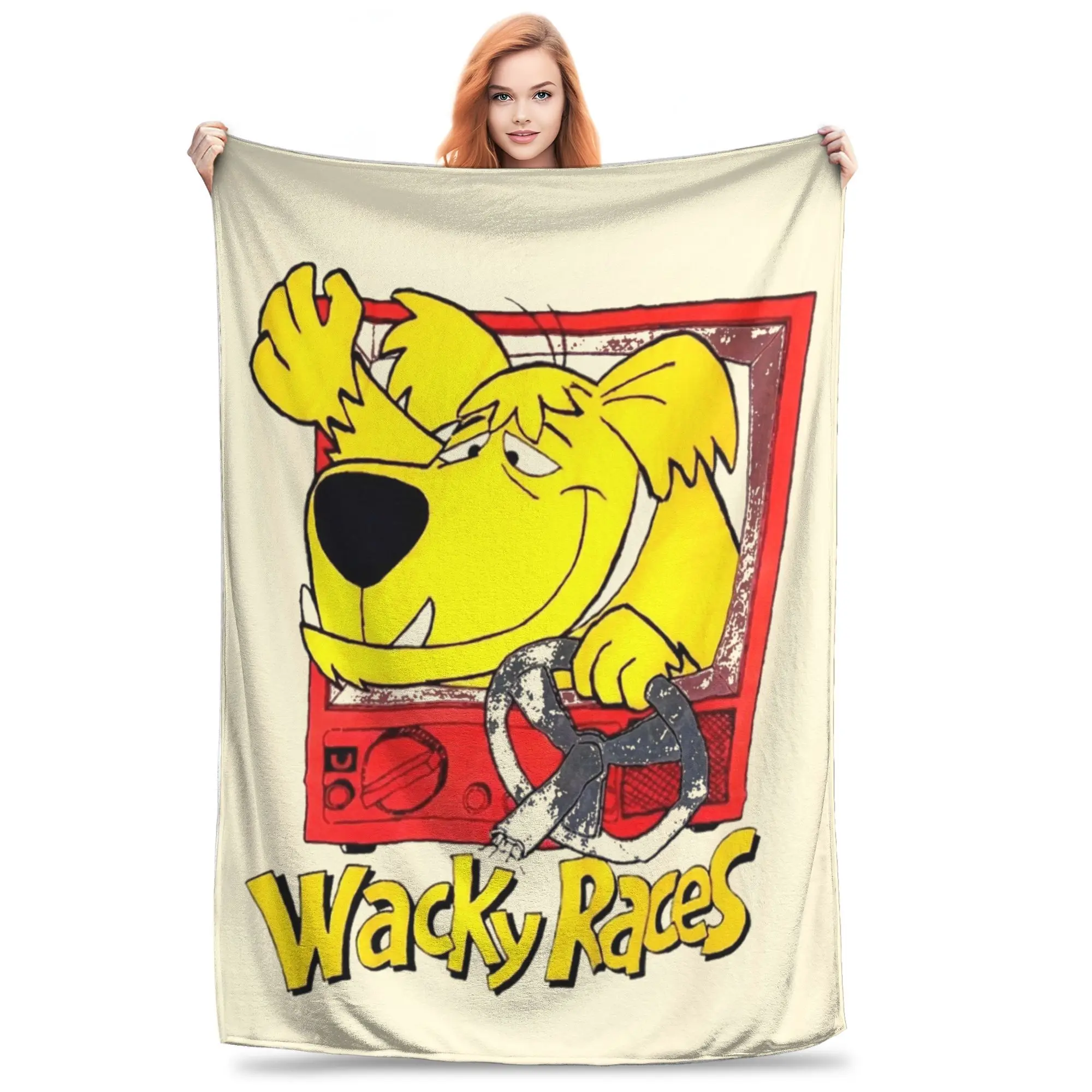 

Vintage 90's Cartoon Movie Flannel Blankets Wacky Races Customized Throw Blankets for Sofa Bedding Lounge 200x150cm Quilt,