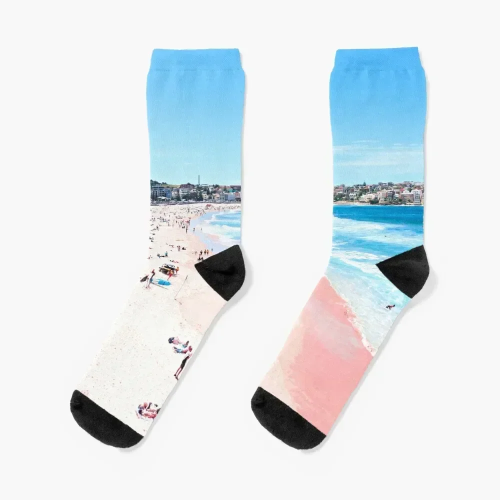 Playa de Bondi |   Calcetines con foto de Bellas Artes, calcetines de fútbol antideslizantes de compresión de anime para hombre y mujer