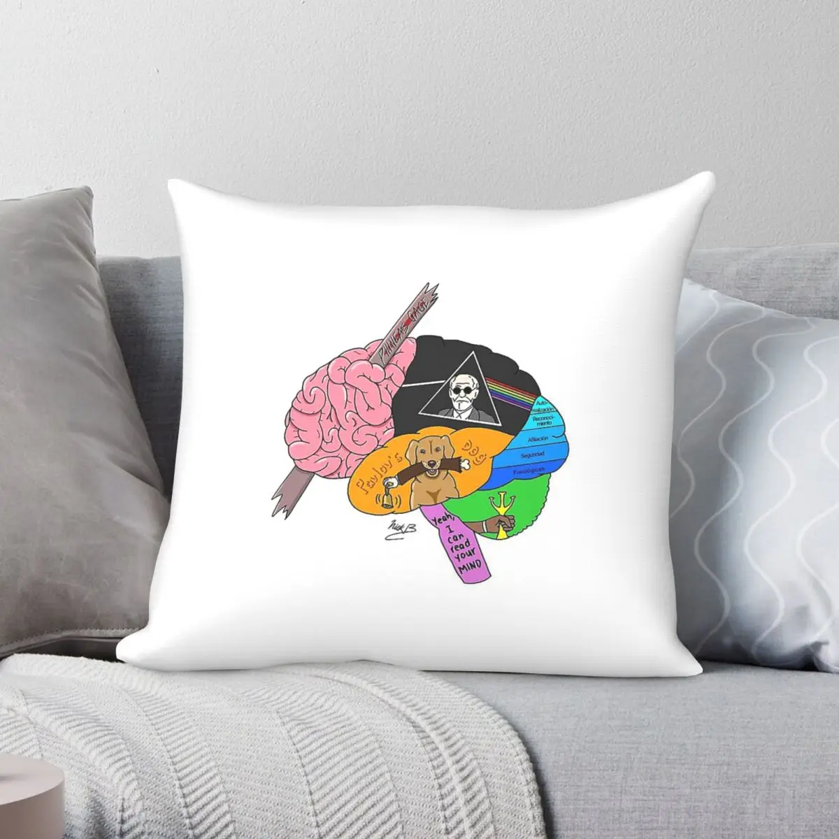 Psychology Brain Therapy Square Pillowcase Polyester Linen Velvet Pattern Zip Decor Throw Pillow Case Bed Cushion Cover