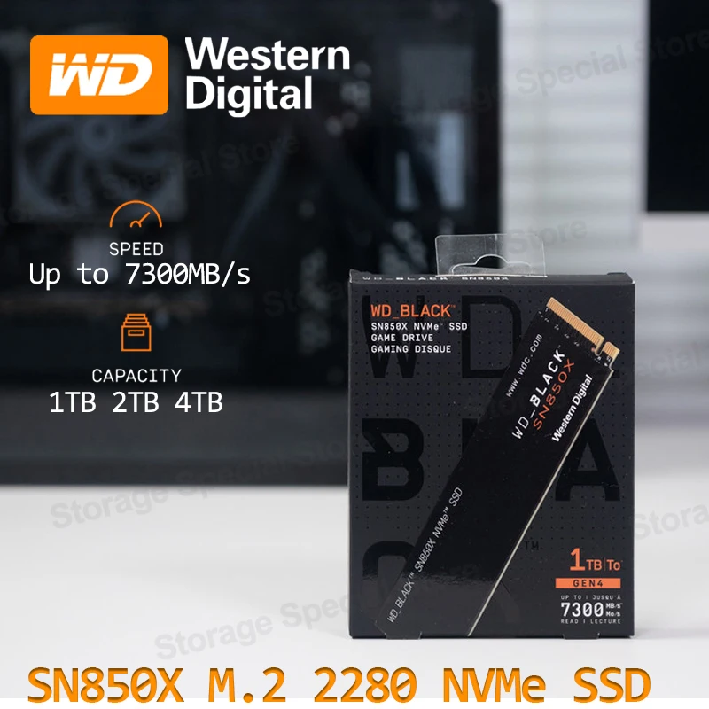 محرك الأقراص الصلبة الداخلي الأسود WD SN850X M.2 2280 NVMe SSD PCIe 4.0 محرك الألعاب يعمل للقرص الصلب PS5 100% أصلي بالجملة