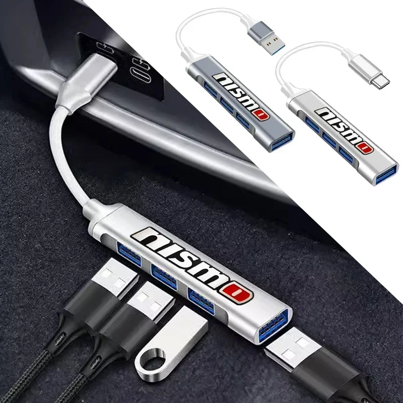 4Port USB 3.0 Hub USB Hub High Speed type c Splitter 5Gbps For Nissan Nismo Tiida Teana GTR Juke Note Versa Almera Accessories