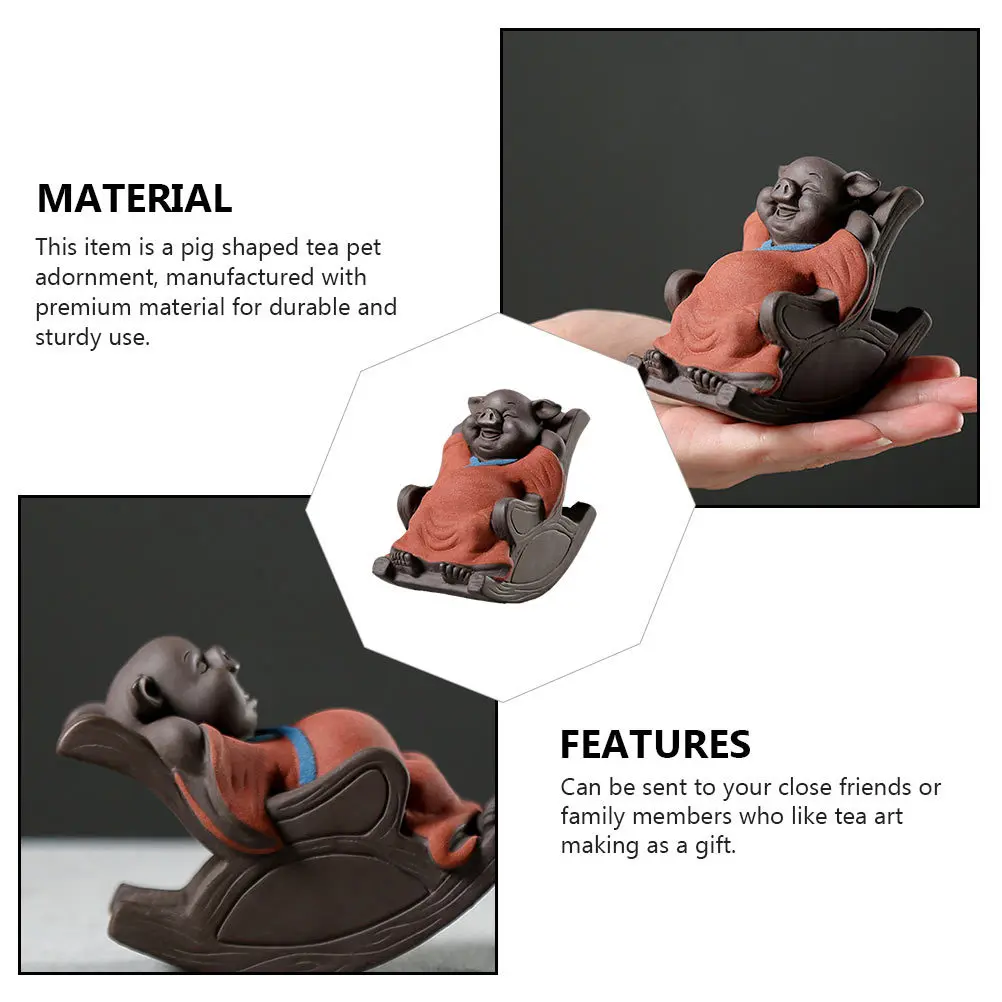 

1Pcs Premium Tea Pet Decoration Pig Design for Desktop Home Furnishing Tea Room Accessory Stylish Mini Sculpture
