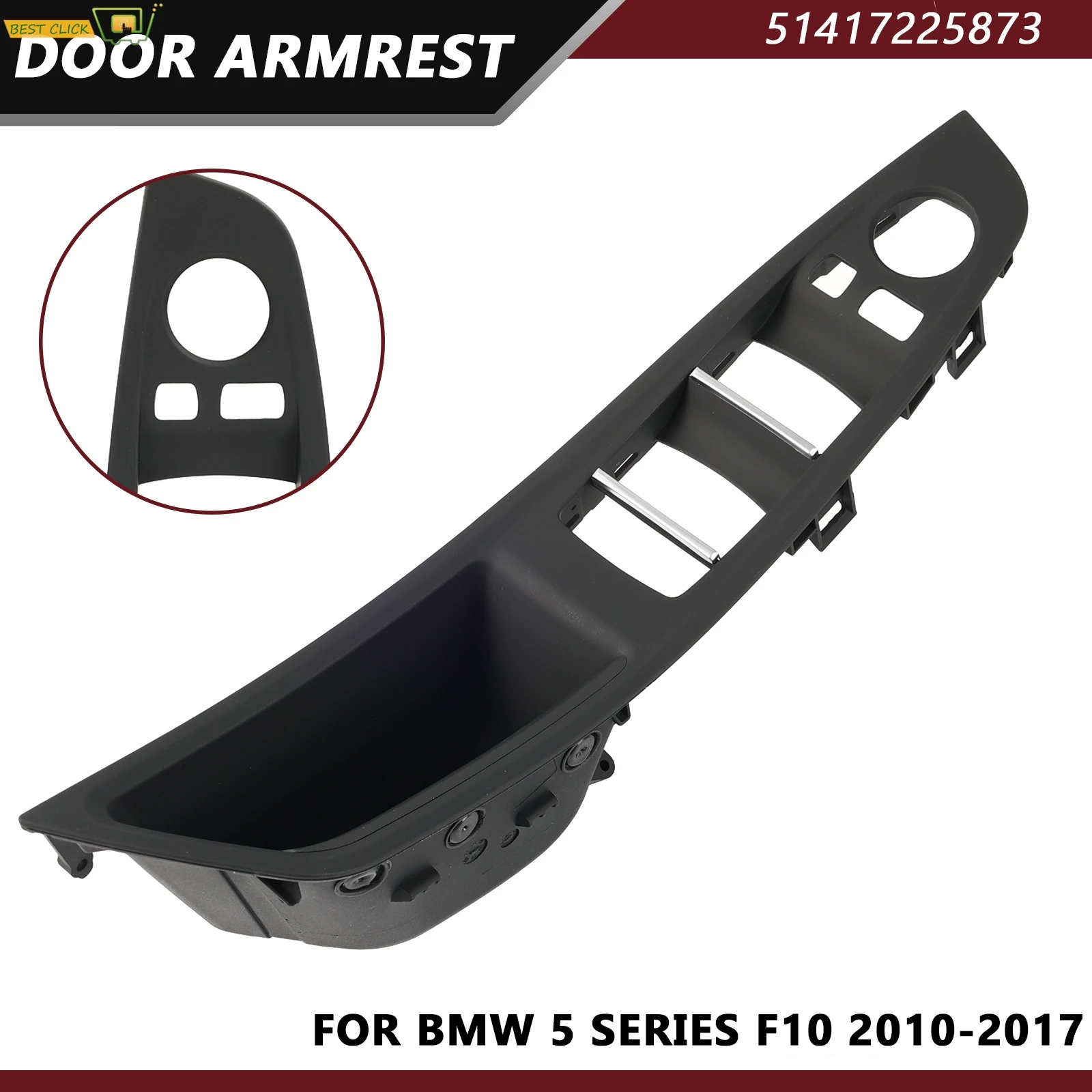 

Front Door Inner Handle Interior Door Panel Driver Side Switch Frame Storage Box Cover For BMW 5 Series F10 F11 F18 2010-2017
