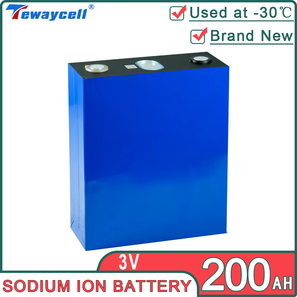 

Tewaycell 3V 200Ah Sodium Ion Battery Rechargable Batteries Na3V2(PO4)3 Cells Discharge at -30℃ for Solar Car RV EU US TAX FREE