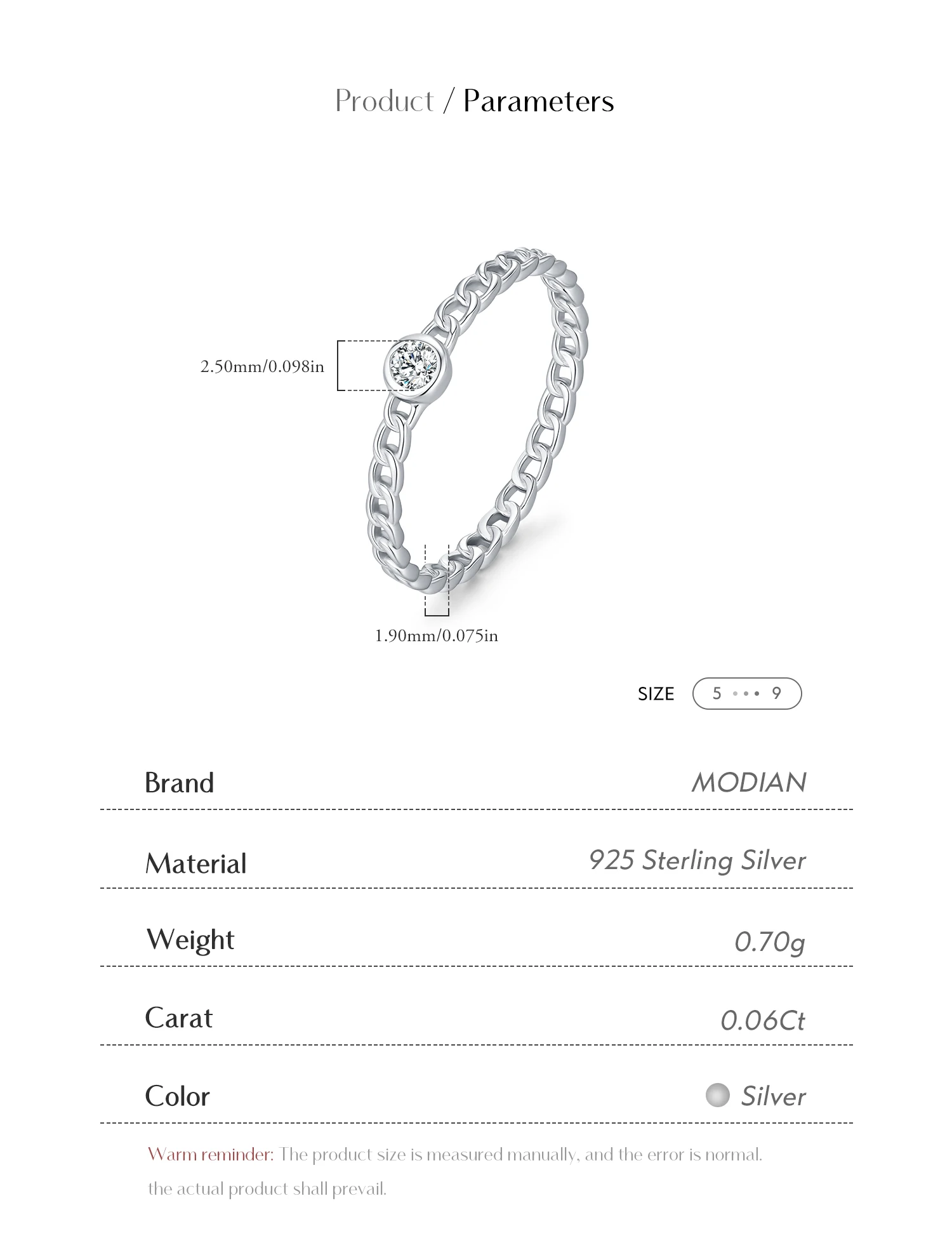MODIAN Moissanit-Labordiamantringe aus 925er Sterlingsilber, trendige Ringe mit Verschlussdesign, Fingerringe für Frauen, Büro, edler Schmuck – Detail 8