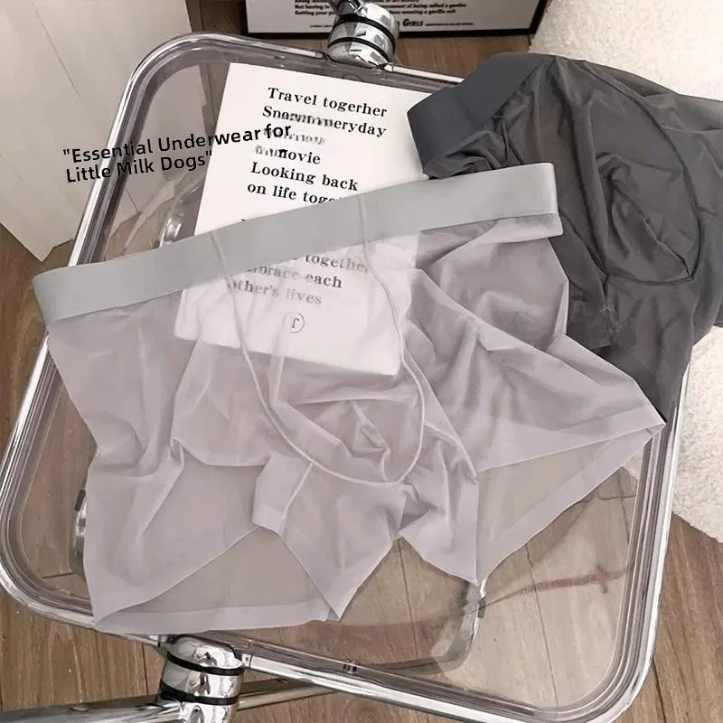 

Ice Silk Men's Underwear Summer Thin Transparent Boxer Shorts Cool Feeling New 2026 Four Corner Pants Comfortable Breathable