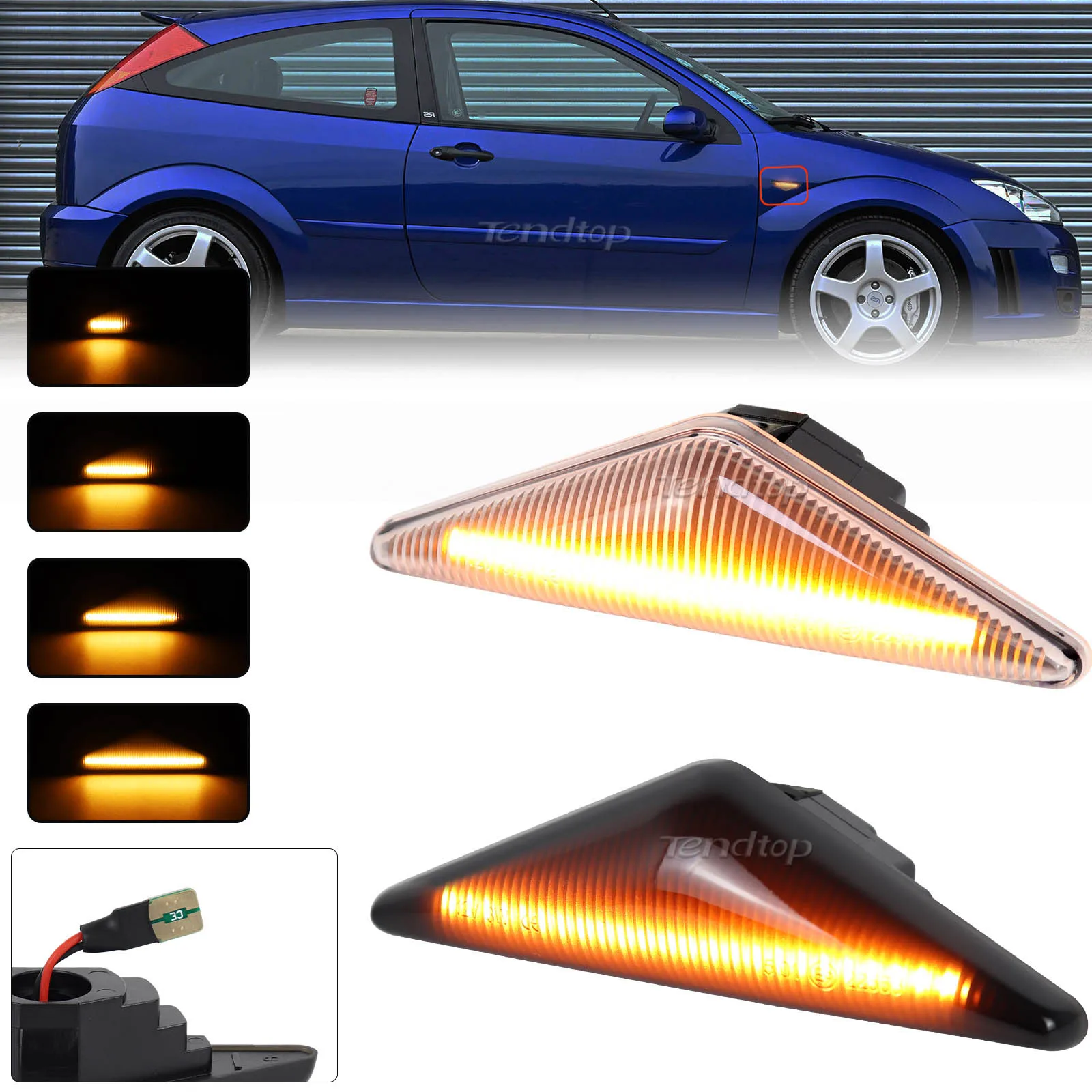 

2 шт. светодиодный динамический мигающий указатель поворота, боковой габаритный индикатор, мигалка для Ford Focus MK1 1998-2004 Mondeo MK3 Falcon FG XR6