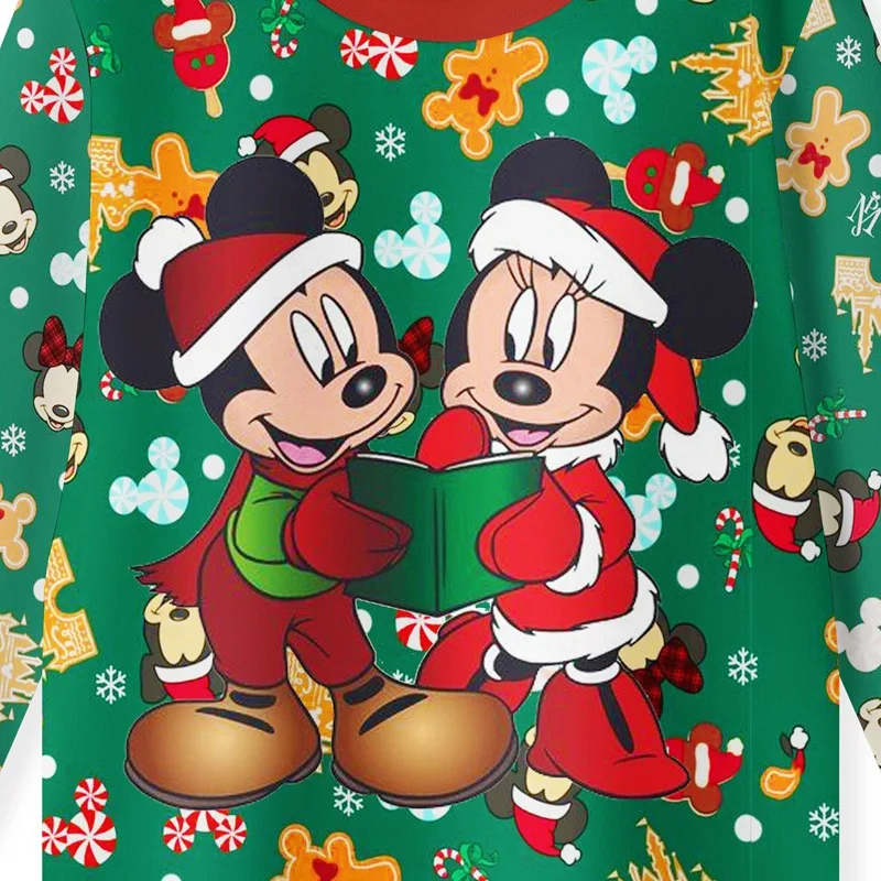 Disney Mickey Minnie Christmas Pajama Sets Kids Cartoon Print Sleepwear Long Sleeve Tops Pants Suit 2pcs Boys Girls Clothes Gift