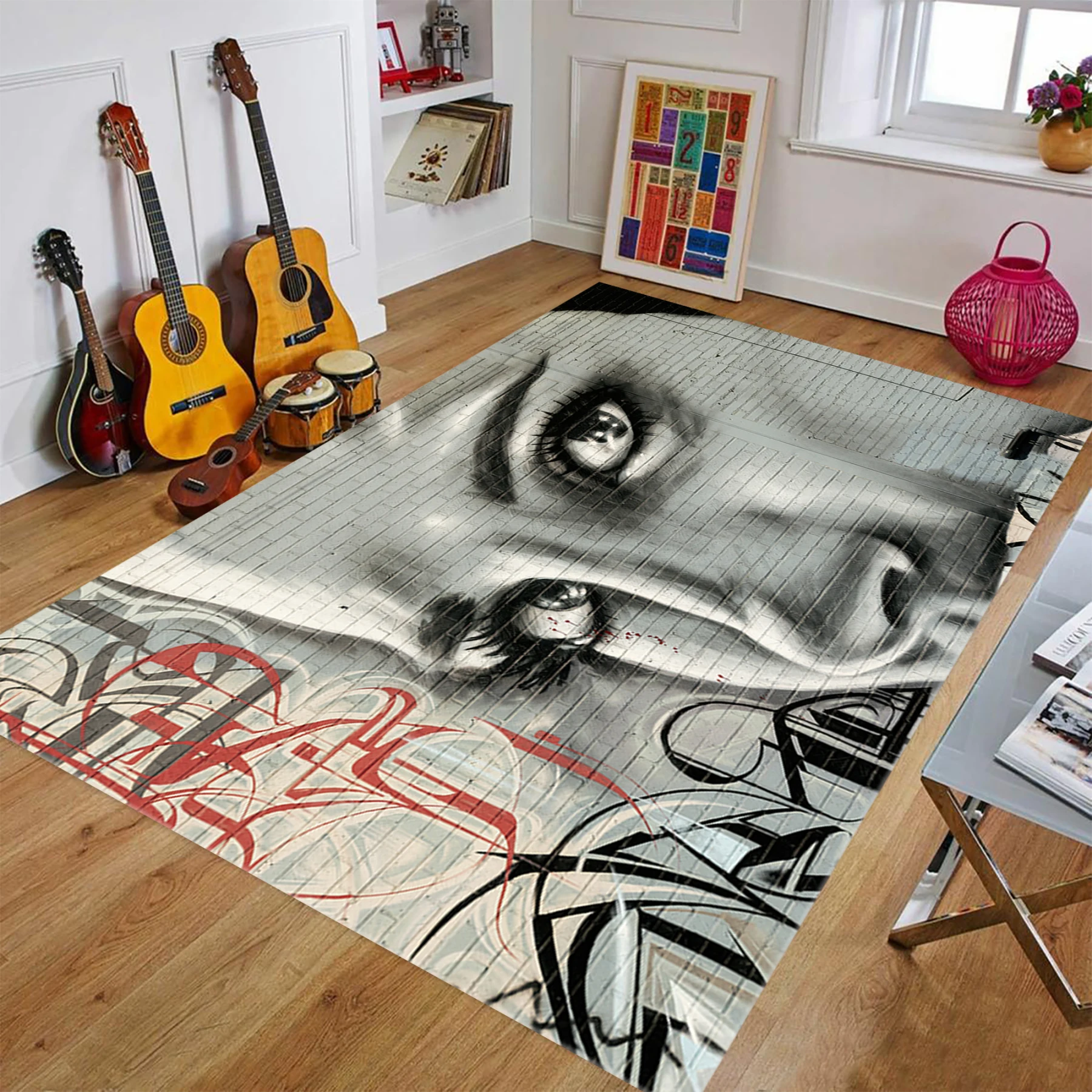 Graffiti Wall Art Rug For Living Room, Fan , Area Rugs, Popular Carpet, Personalized Gift, themed Rug, Home Decor,Rug