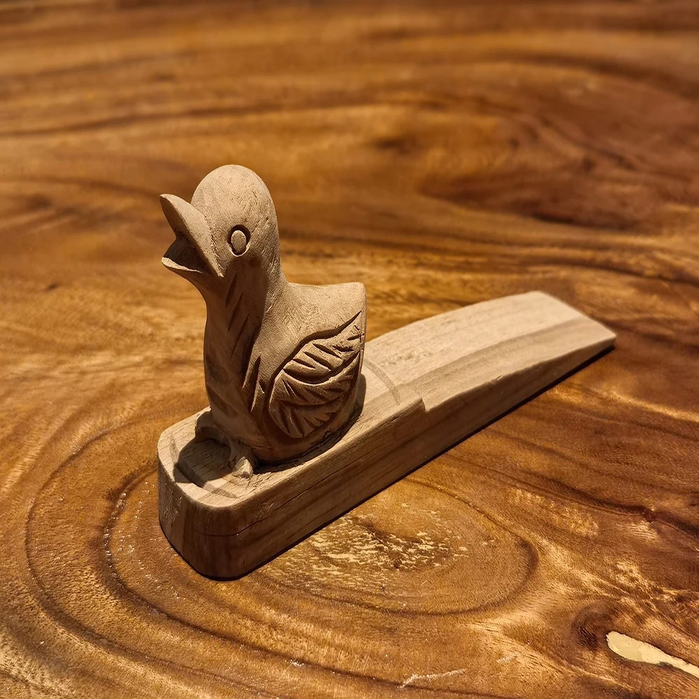 

Vintage Wooden Duck Doorstop Wedge Hand Carved Anti-collision Stopper Wall Floor Furniture Protection Slip-Resistant