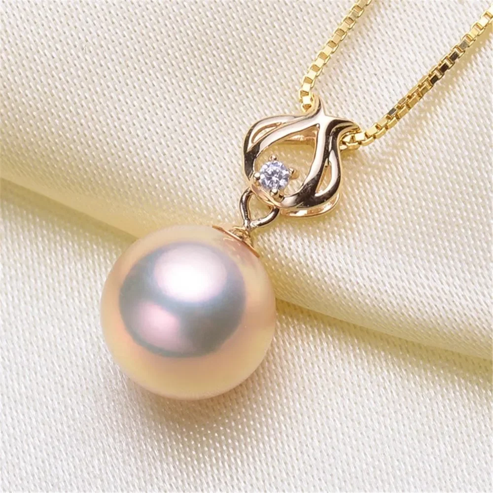 

DIY Accessory G18K Gold Pendant Empty Holder Exquisite Pearl Pendant Necklace Empty Holder Can Be Paired Fit 8-13mm G093