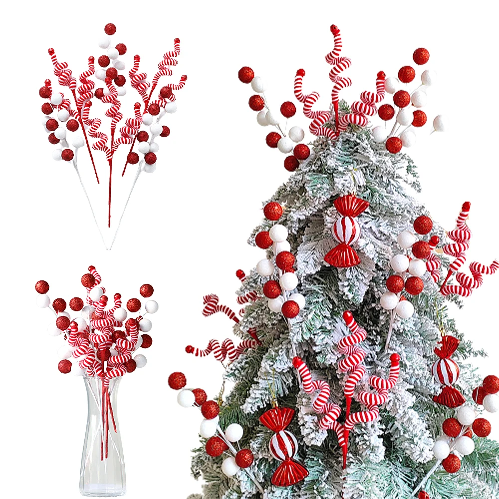 1PC 30CM Artificial Plants Christmas Ornaments Navidad Gift For Home Xmas Tree Cuttings Wreath Garland 2024 New Year Decorations